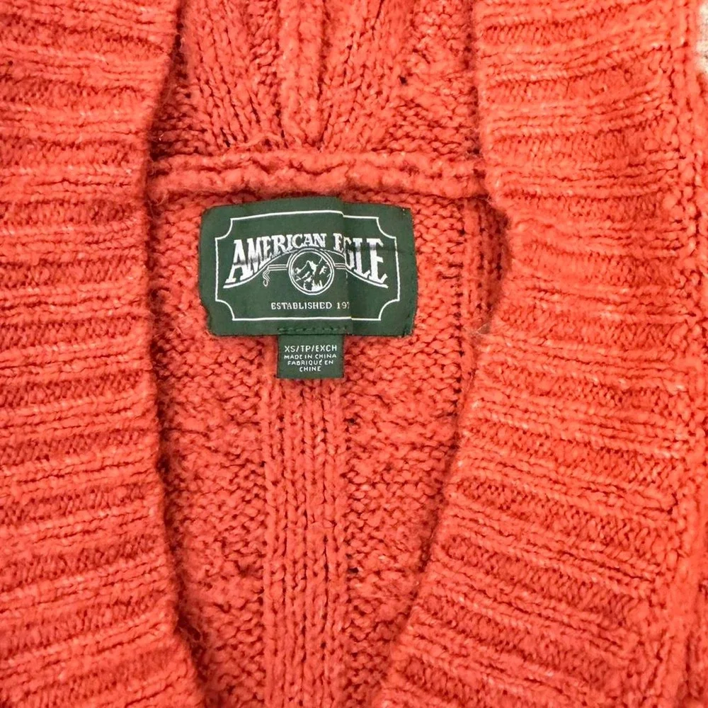 American Eagle orange cable knit hoodie Size XS